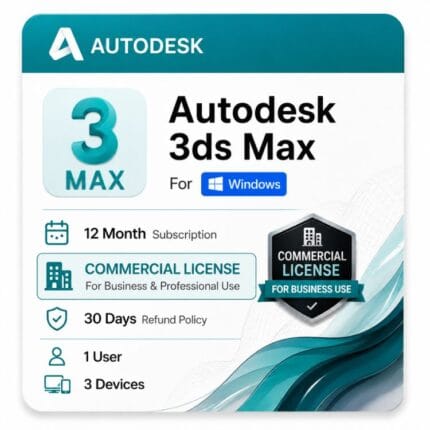 3ds Max commercial license for Windows — genuine Autodesk single-user subscription from zoftis