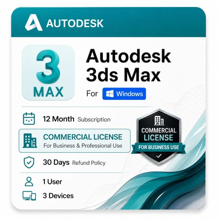 3ds-max-commercial-license-windows 3ds Max commercial license for Windows — genuine Autodesk single-user subscription from zoftis