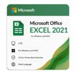 Genuine product key Excel 2021 standalone lifetime license for PC or Mac.