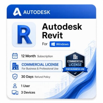 Revit commercial license for Windows — genuine Autodesk single-user subscription from zoftis