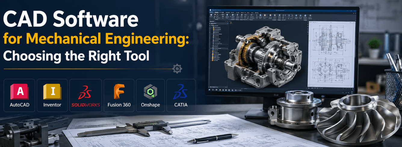 Mechanical engineer comparing CAD software for mechanical engineering on dual monitors