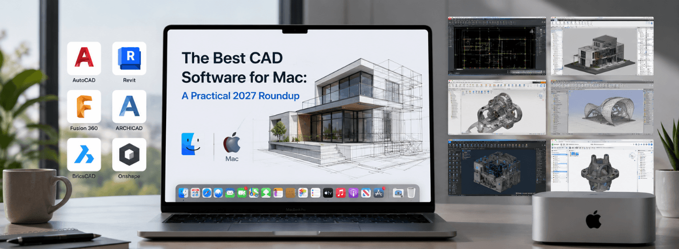 MacBook Pro running best CAD software for Mac including AutoCAD, Fusion 360, and Maya with Apple Silicon optimization