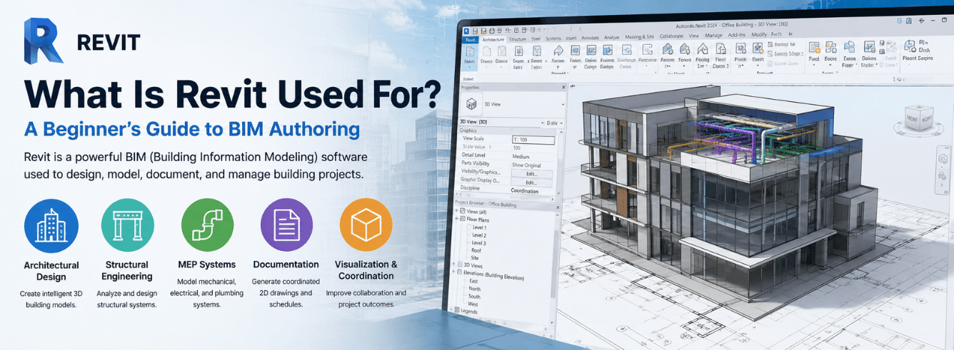 Architect, structural engineer, and MEP coordinator working inside the same Revit building model — what is Revit used for in a real multi-discipline project